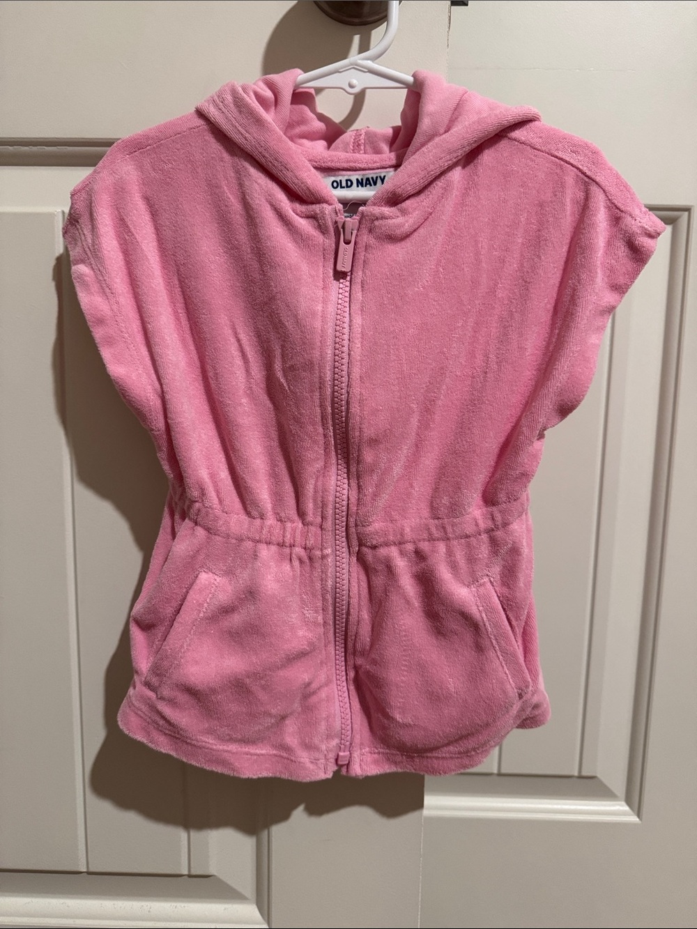 Old Navy Pink Hooded Zip Terry Vest